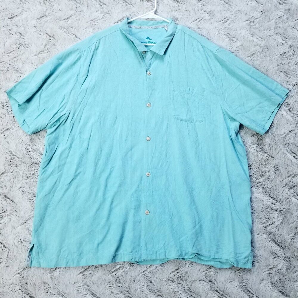 Tommy‎ Bahama Shirt Mens XXXL Blue Casual Button Down Short Sleeve Collared